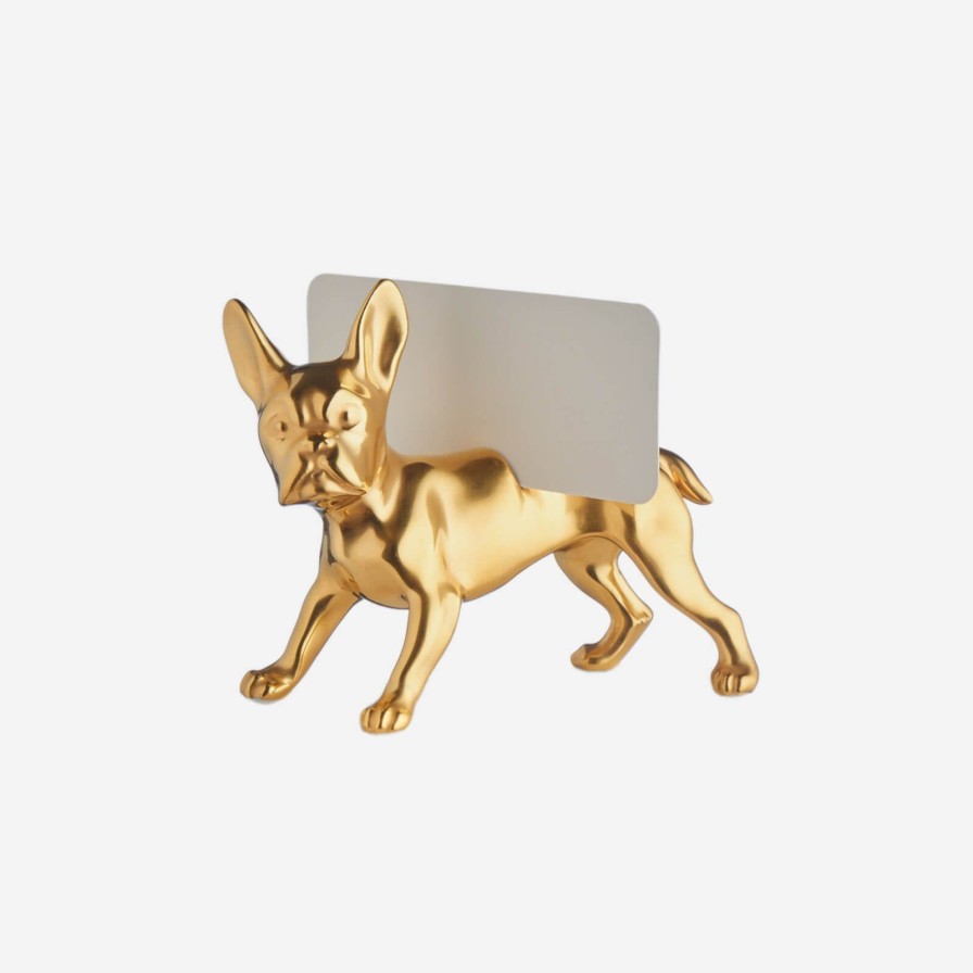 Dining Augarten Wien 1718 | Gold French Bulldog Place Card Holder