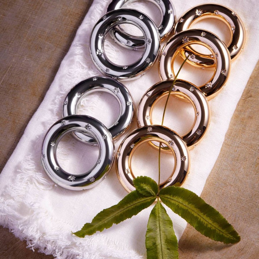 Dining L'Objet | Stars Platinum Napkin Ring-Set Of 4