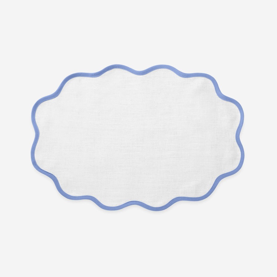 Dining Matouk | Set Of Four Sky Blue Scallop Placemats