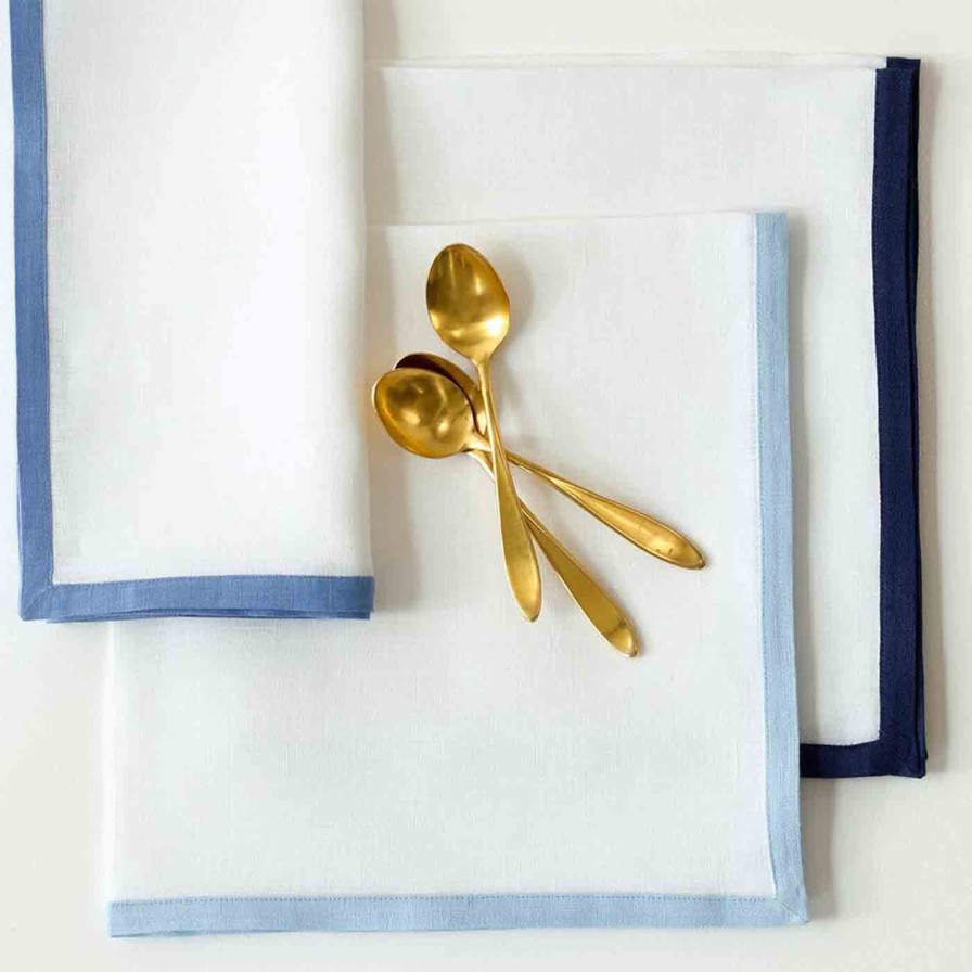 Dining Matouk | Set Of Four Border Napkins Ice Blue