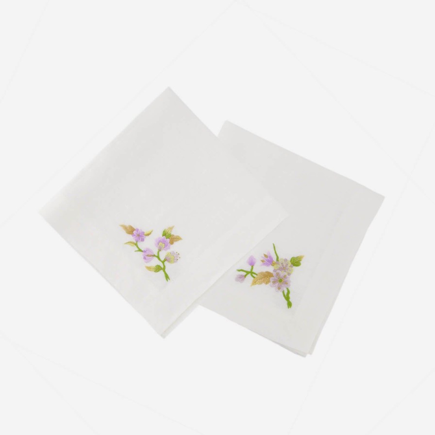 Dining Atelier Bonadea | Lilac Flower & Butterfly Tea Napkin-Set Of 2