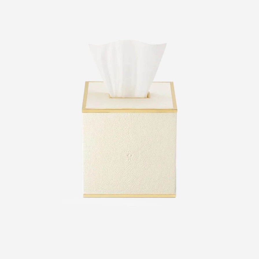 Dining Aerin | Classic Shagreen Tissue Box Cover Cream