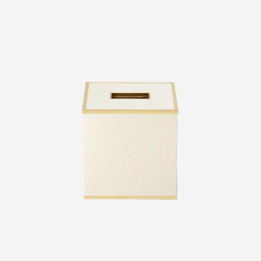 Dining Aerin | Classic Shagreen Tissue Box Cover Cream