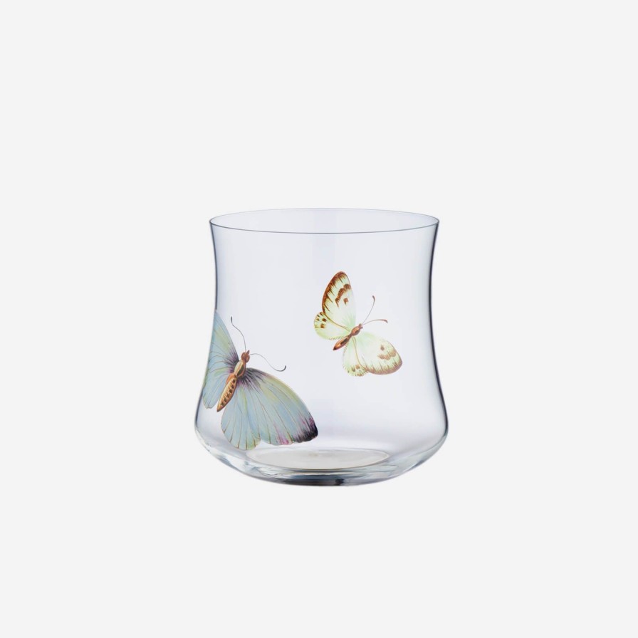 Glassware & Barware Lobmeyr | Hand-Painted Butterfly Low Tumbler-2 Butterflies