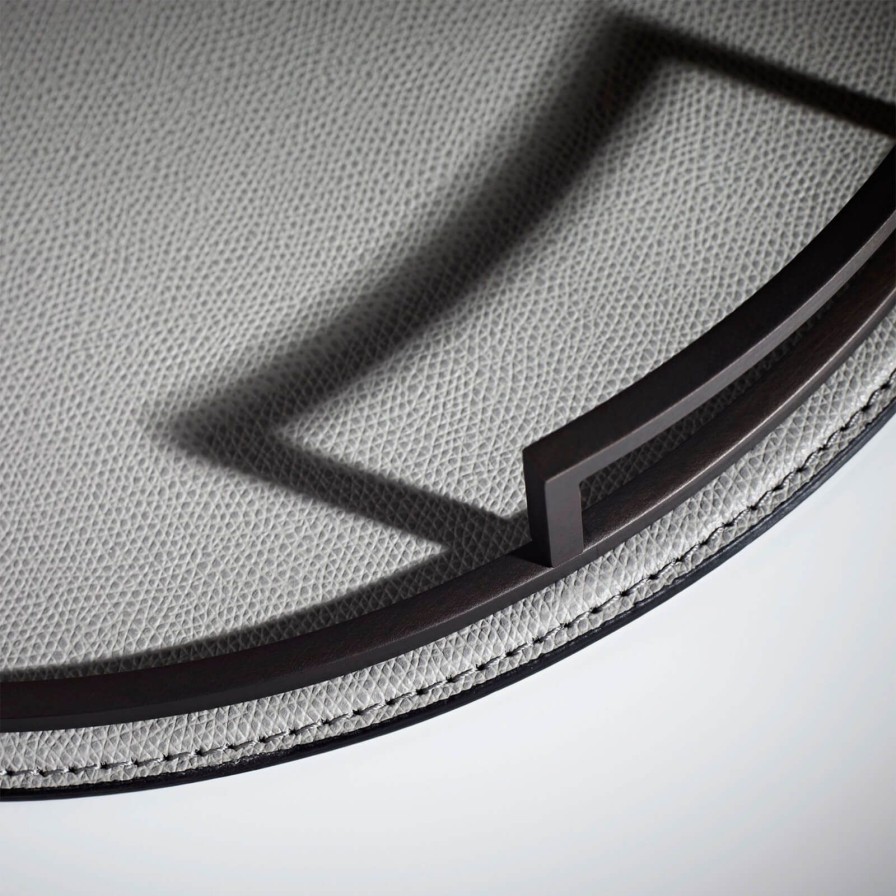 Dining Giobagnara | Defile Large Round Leather Tray Grey