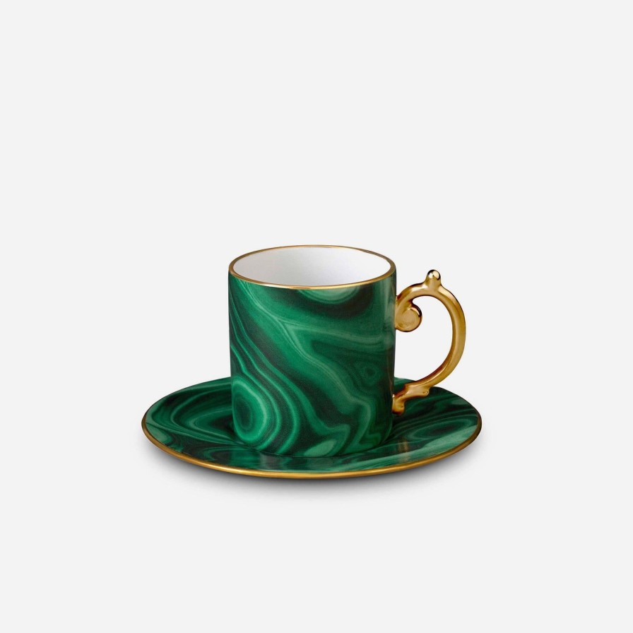 Dining L'Objet | Malachite Espresso Cups And Saucers-Set Of 6