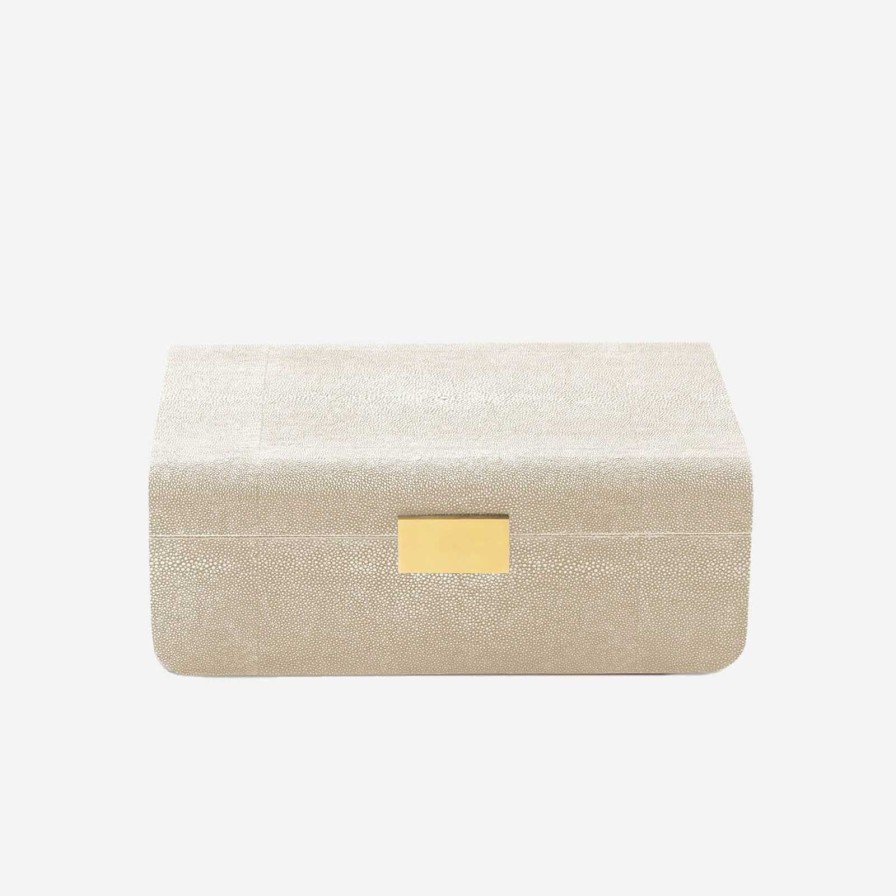 Dining Aerin | Modern Shagreen Large Jewellery Box Wheat