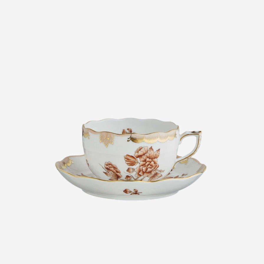 Dining Herend | Fortuna Teacup & Saucer Antique Brown