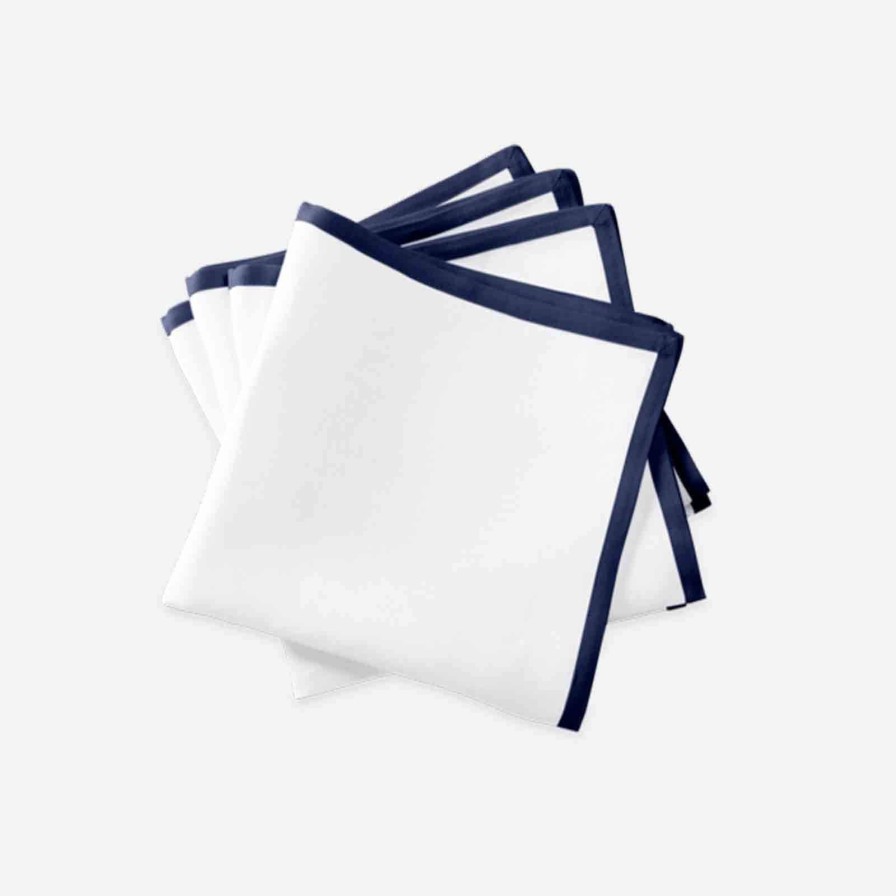 Dining Matouk | Set Of Four Border Napkins Sapphire Blue