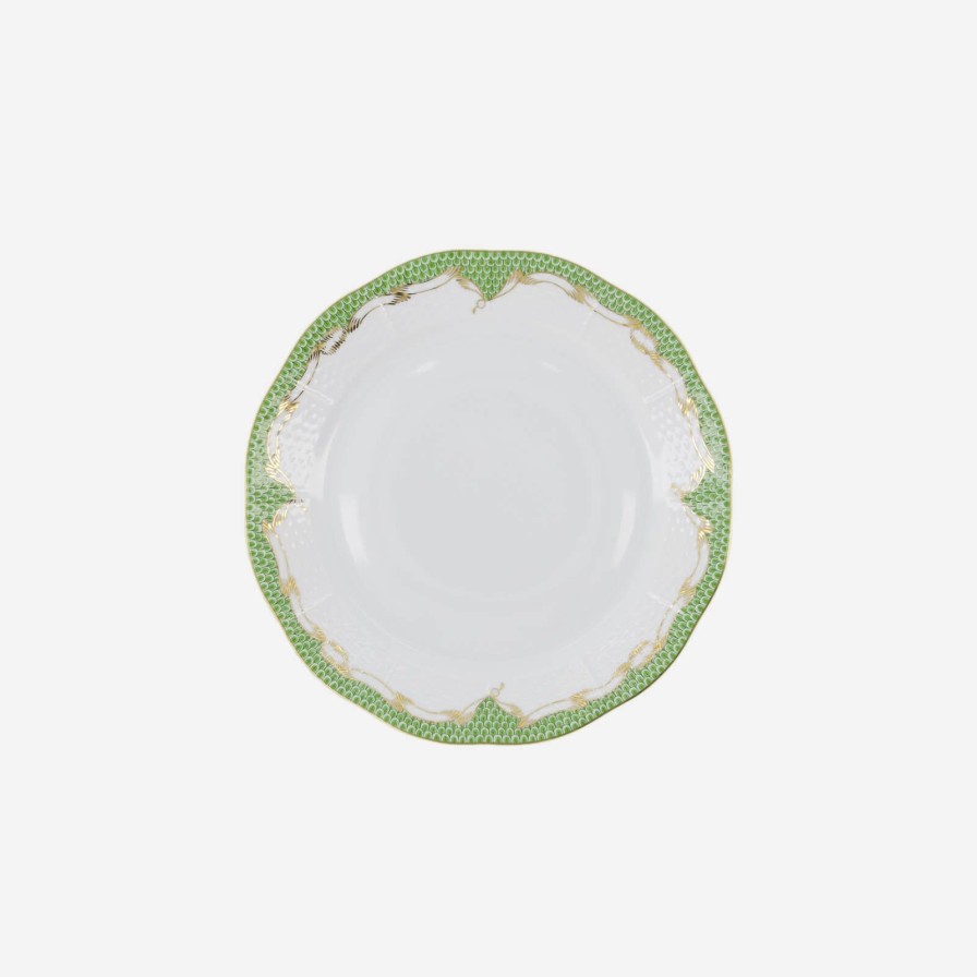 Dining Herend | Fish Scale Green & Gold Dinner Plate