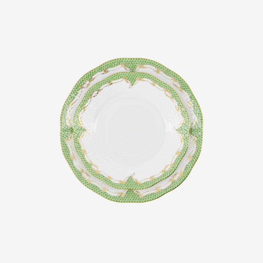 Dining Herend | Fish Scale Green & Gold Dinner Plate