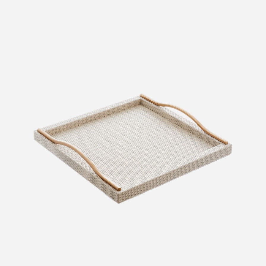 Dining Pinetti | Onda Square Leather Tray Ivory