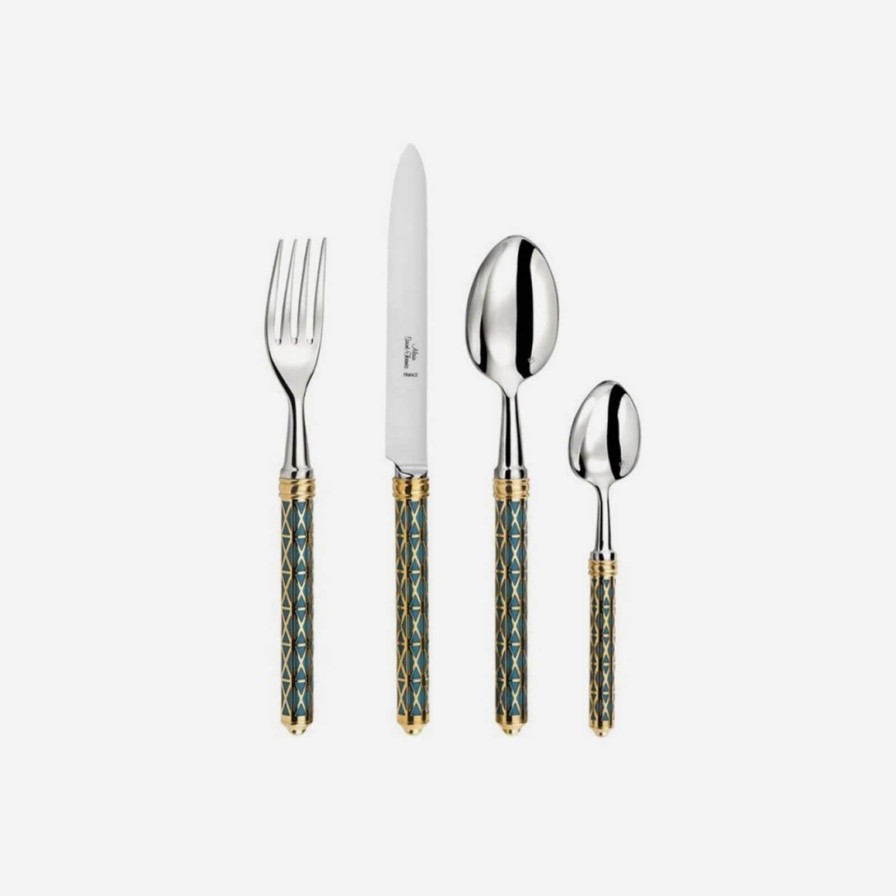 Dining Alain Saint-Joanis | Louxor 4-Piece Gold & Blue Cutlery Set