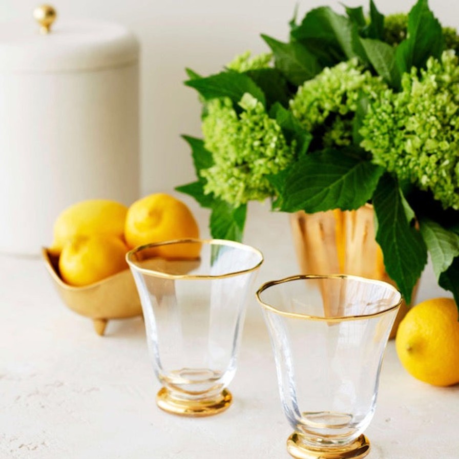 The Tabletop Edit Aerin | Sophia Gold Rimmed Tumblers-Set Of 4