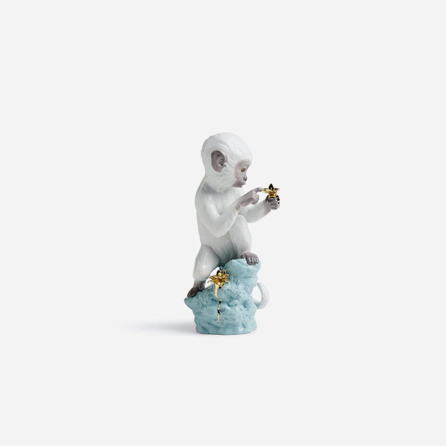 Home Accessories Lladró | Curiosity Monkey On Turquoise Rock