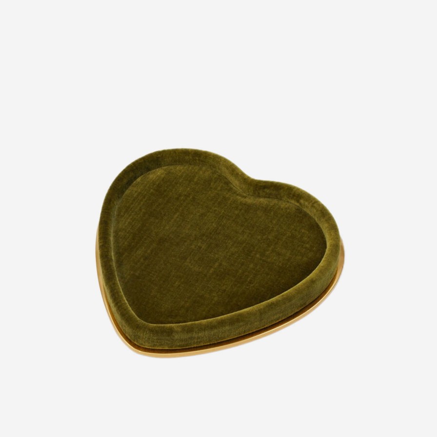 Home Accessories Aerin | Valentina Velvet Heart Tray Moss