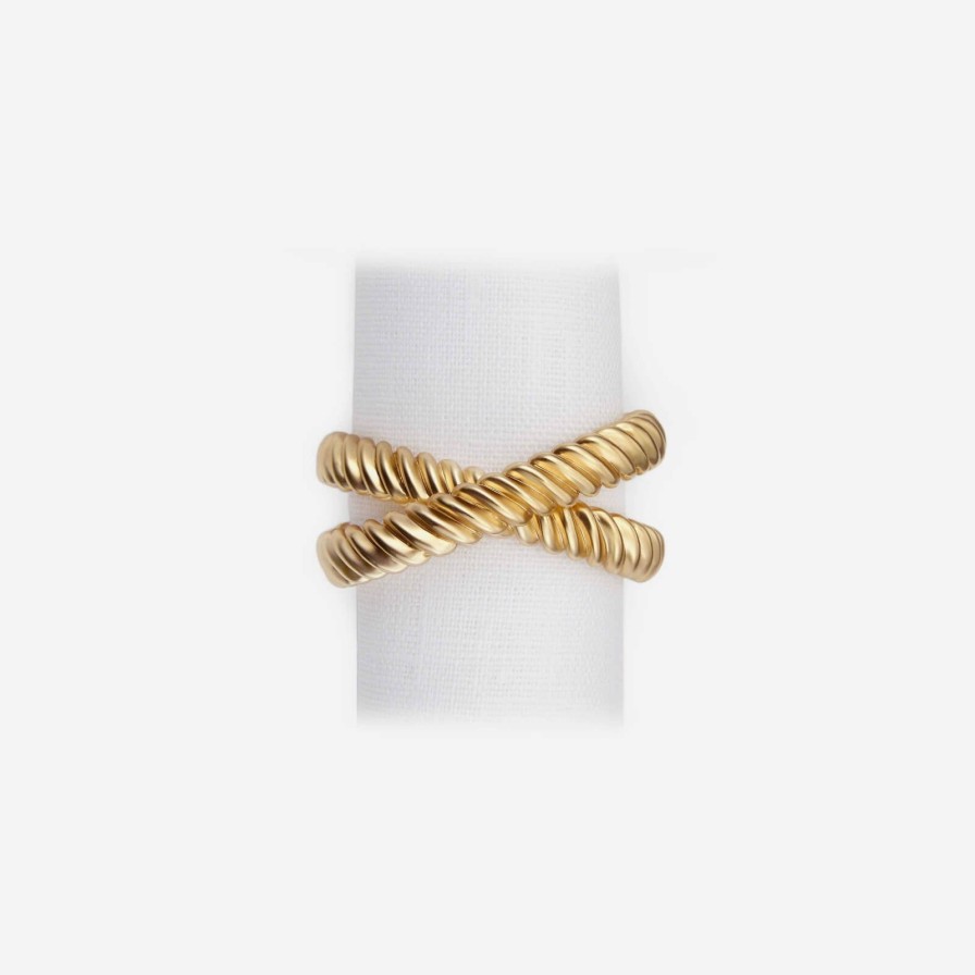 Dining L'Objet | Deco Twist Gold Napkin Ring-Set Of 4