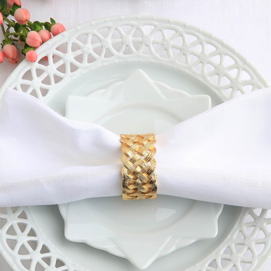 Dining L'Objet | Braid Gold Napkin Ring-Set Of 4