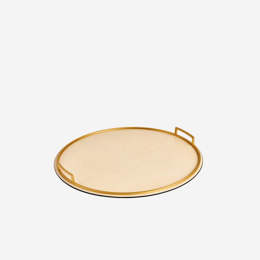 Dining Giobagnara | Defile Large Round Crocodile Tray Ivory