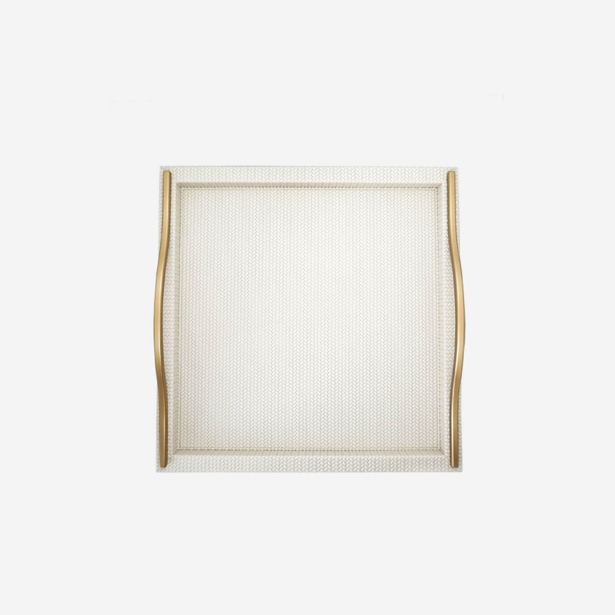 Home Accessories Pinetti | Onda Square Leather Tray Ivory