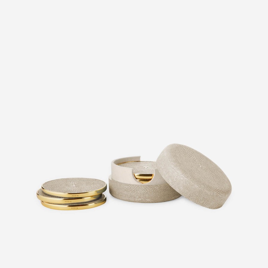 Dining Aerin | Shagreen Coasters Wheat-Set Of 4