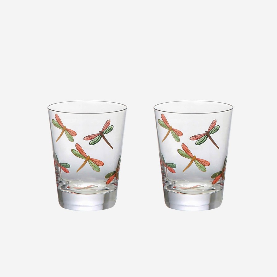 Glassware & Barware Artel | Dragonfly Painted Tumbler-Set Of 2