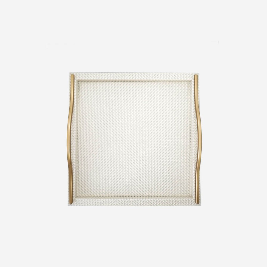 Dining Pinetti | Onda Square Leather Tray Ivory