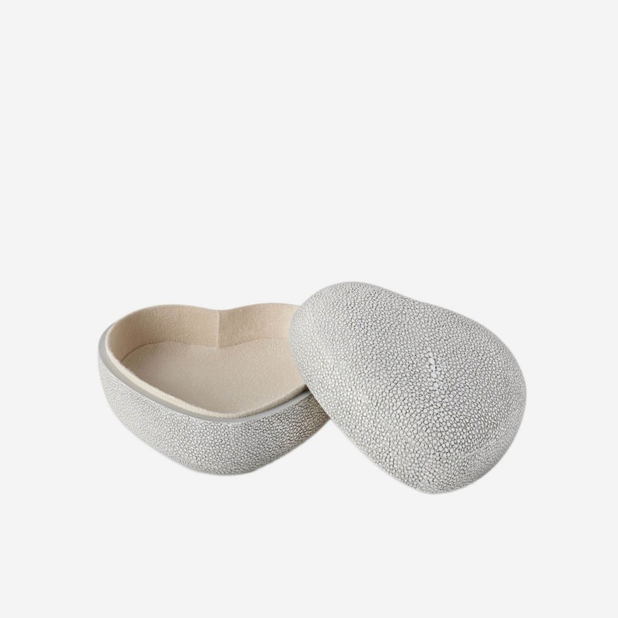 Home Accessories Aerin | Shagreen Heart Box Dove