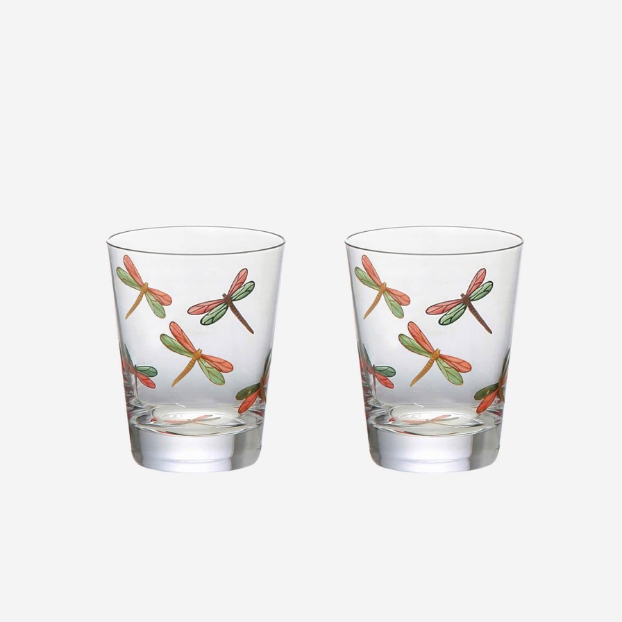 Glassware & Barware Artel | Dragonfly Painted Tumbler-Set Of 2