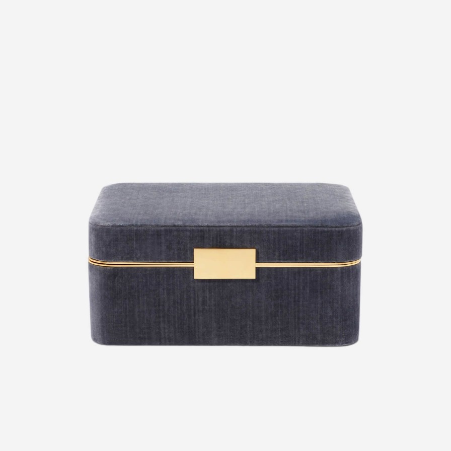 Home Accessories Aerin | Beauvais Velvet Jewellery Box Dusk Blue