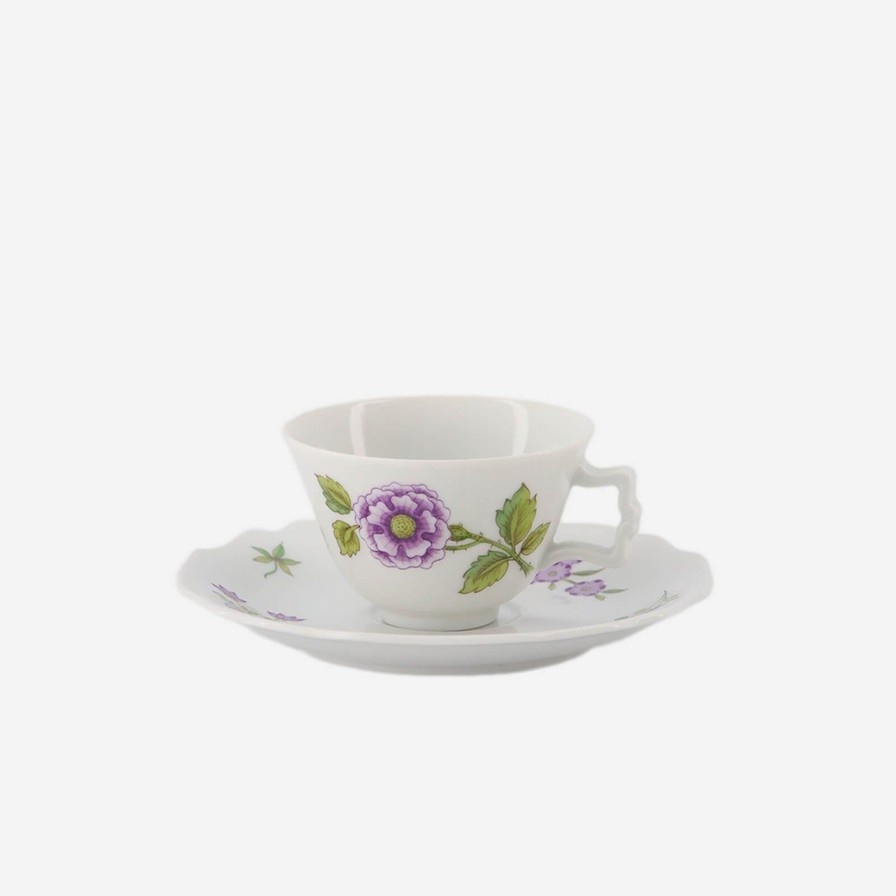 Dining Augarten Wien 1718 | Lilac Floral Bouquets Espresso Cup & Saucer-Peony