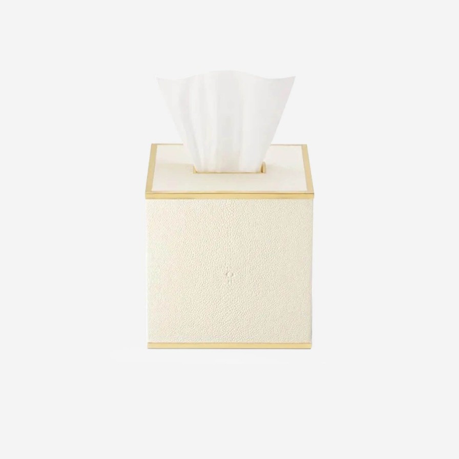 Dining Aerin | Classic Shagreen Tissue Box Cover Cream