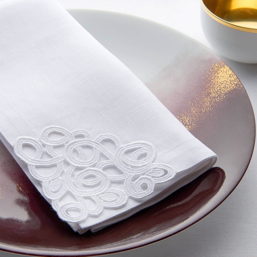 Dining Weissfee | Florence White Lace Corner Napkin