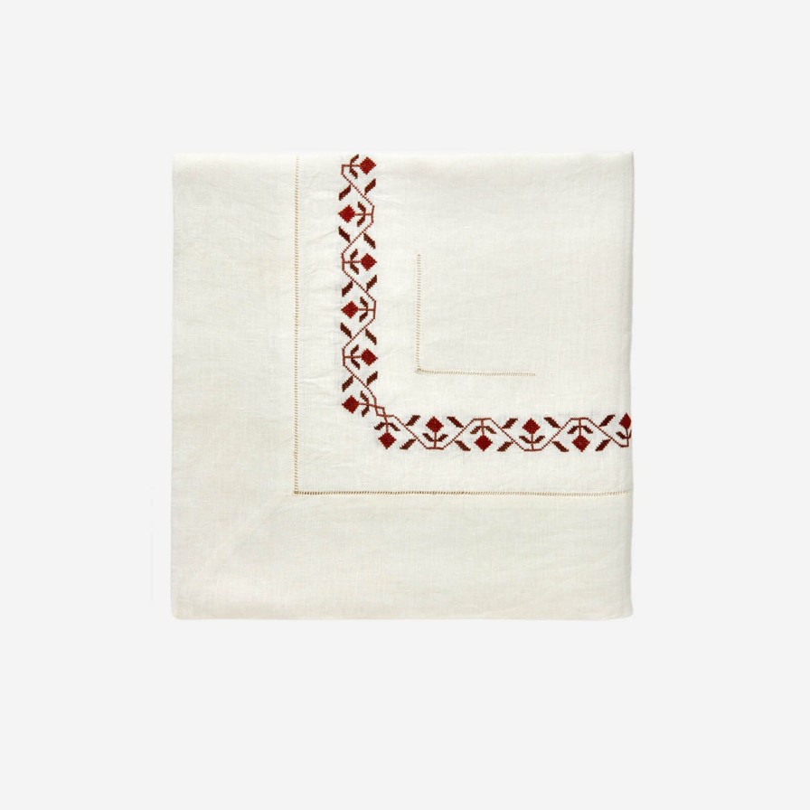 Dining Malaika | Ottoman Hand-Embroidered Tablecloth-Brown